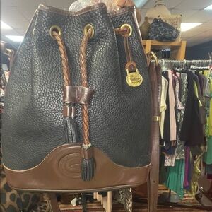 Black and Brown Leather Bucket Bag